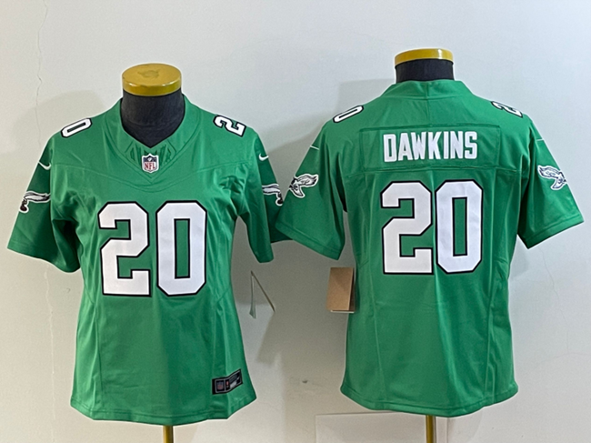 Women's Philadelphia Eagles #20 Brian Dawkins Green 2023 F.U.S.E. Stitched Football Jersey(Run Small)